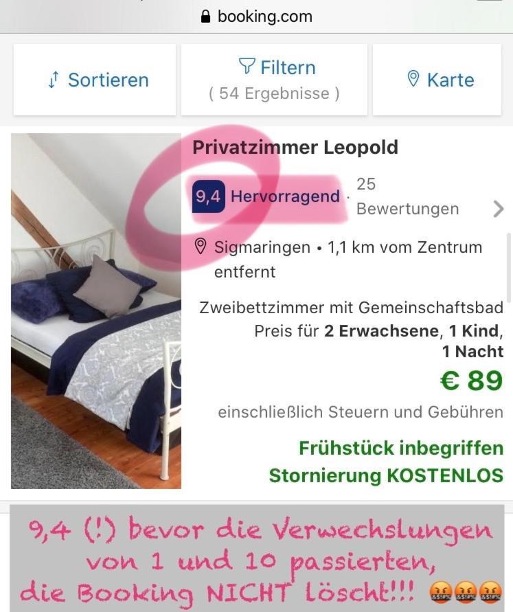 Апартаменты Privatzimmer Leopold Зигмаринген Экстерьер фото